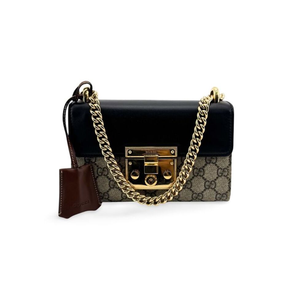 Gucci Padlock Gg Coated Canvas And Leather Brown Canvas Shoulder Bag Bag
